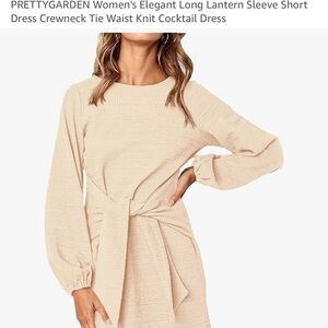Amazon Cream Bishop Sleeve Midi Dress